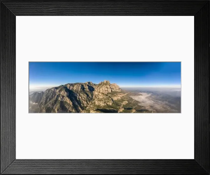 Framed Print : Panoramic aerial drone shot of Montserrat near Barcelona in mountain range in morning Framed Print : Panoramic aerial drone shot of Montserrat near Barcelona in mountain range in morning