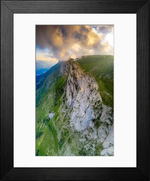 Framed Print : Aerial panoramic of Saxer Lucke at sunset, Appenzell Canton, Alpstein Range, Switzerland Framed Print : Aerial panoramic of Saxer Lucke at sunset, Appenzell Canton, Alpstein Range, Switzerland