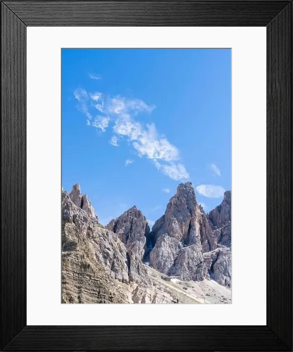 Framed Print : Clear sky over the rocky peaks of the Odle Group, Val di Funes, South Tyrol, Dolomites, Italy Framed Print : Clear sky over the rocky peaks of the Odle Group, Val di Funes, South Tyrol, Dolomites, Italy