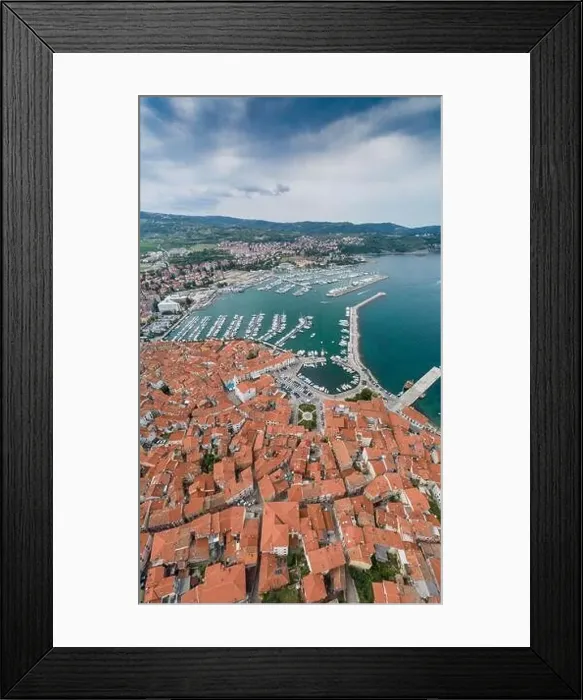 Framed Print : Panorama photo from Izola on Slovenian adriatic coast in morning sunrise Framed Print : Panorama photo from Izola on Slovenian adriatic coast in morning sunrise