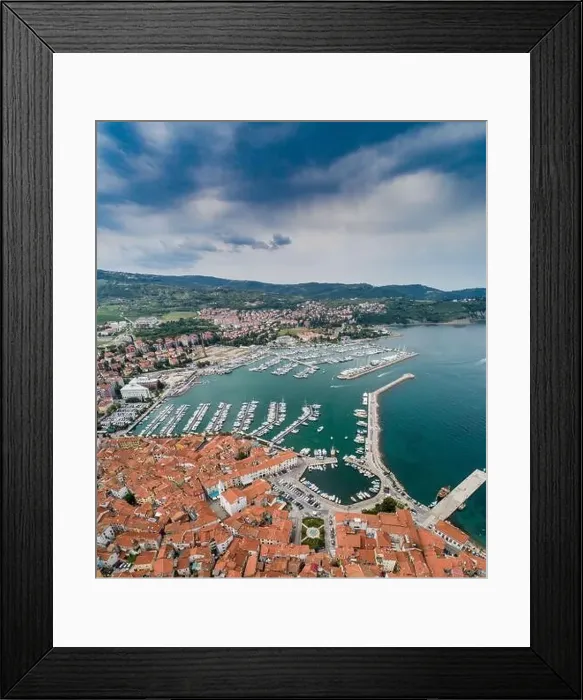 Framed Print : Bird eye view of Izola on Slovenian adriatic coast Framed Print : Bird eye view of Izola on Slovenian adriatic coast