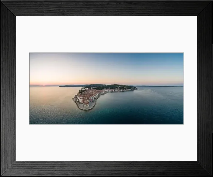 Framed Print : Panorama pfoto from Piran on Slovenian adriatic coast in morning sunrise Framed Print : Panorama pfoto from Piran on Slovenian adriatic coast in morning sunrise