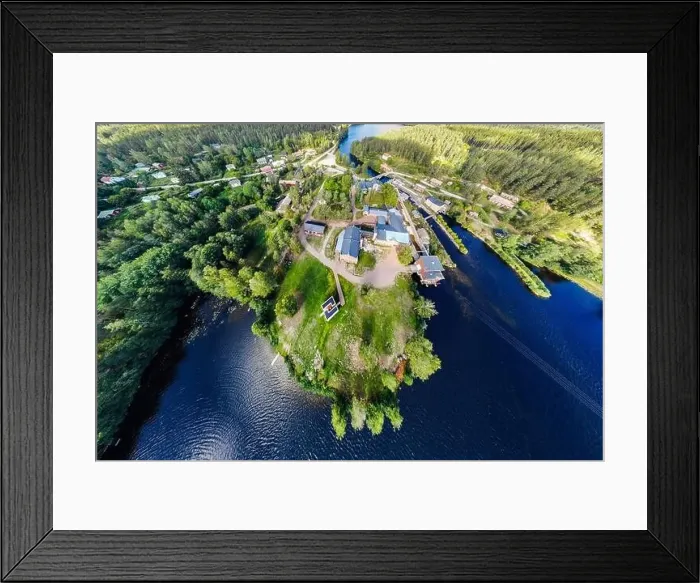 Framed Print : Panoramic aerial view of old village Verla in Finland Framed Print : Panoramic aerial view of old village Verla in Finland