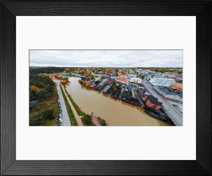 Framed Print : Porvoo, Finland - 2 October 2019: Panoramic aerial autumn view of old town of Porvoo, Finland Framed Print : Porvoo, Finland - 2 October 2019: Panoramic aerial autumn view of old town of Porvoo, Finland