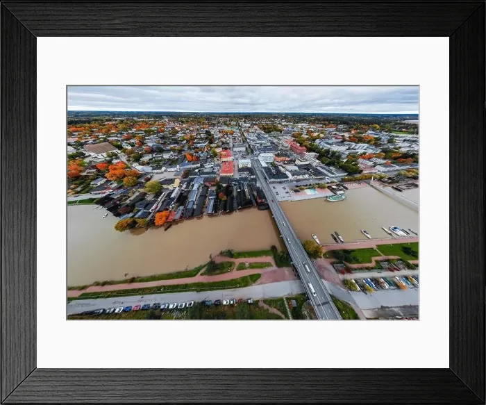 Framed Print : Porvoo, Finland - 2 October 2019: Panoramic aerial autumn view of old town of Porvoo, Finland Framed Print : Porvoo, Finland - 2 October 2019: Panoramic aerial autumn view of old town of Porvoo, Finland