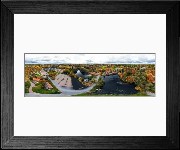 Framed Print : Panoramic aerial view of old village Ruotsinpyhtaa at autumn, Finland Framed Print : Panoramic aerial view of old village Ruotsinpyhtaa at autumn, Finland