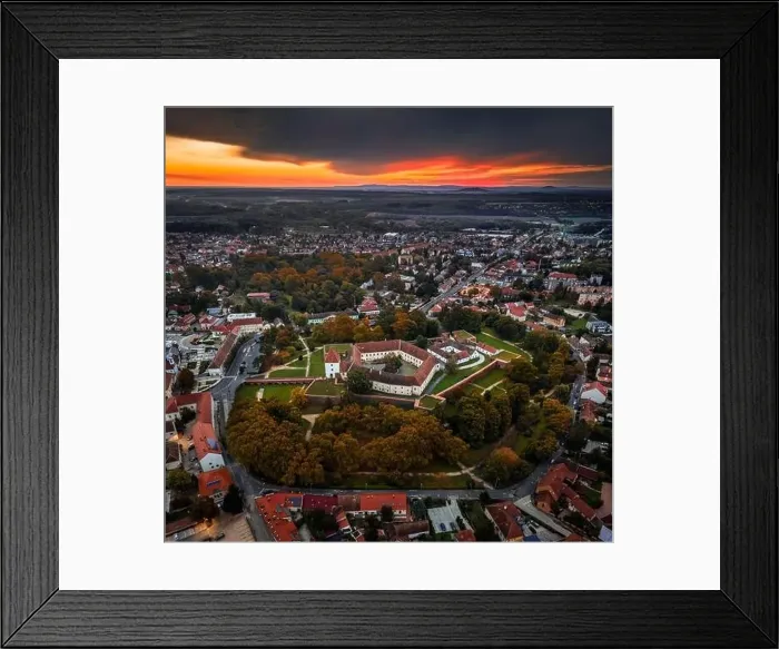 Framed Print : Sarvar, Hungary - Aerial panoramic view of the Castle of Sarvar (Nadasdy castle) Framed Print : Sarvar, Hungary - Aerial panoramic view of the Castle of Sarvar (Nadasdy castle)