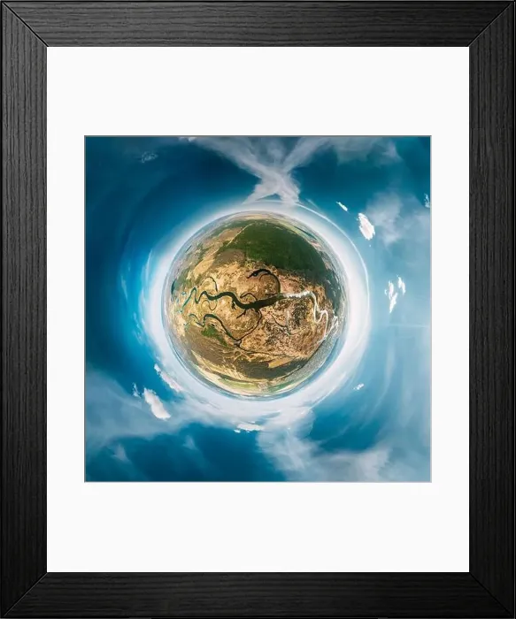 Framed Print : Aerial View Green Forest Woods And River Landscape In Sunny Spring Day Framed Print : Aerial View Green Forest Woods And River Landscape In Sunny Spring Day