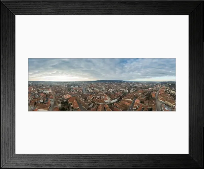 Framed Print : Aerial panorama of medieval Sopron with fire tower Framed Print : Aerial panorama of medieval Sopron with fire tower