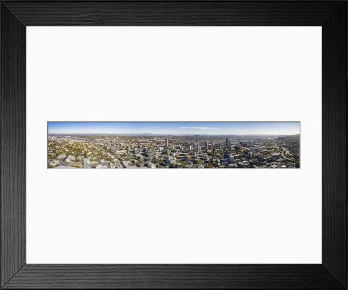 Framed Print : Aerial Panaramic View Of Portland Oregon And Surrounding Suburbs