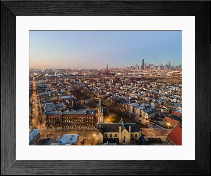 Framed Print : Aerial Views of Chicago Skyline @ Night Framed Print : Aerial Views of Chicago Skyline @ Night