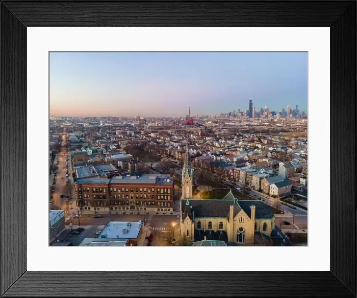 Framed Print : Aerial Views of Chicago Skyline @ Night Framed Print : Aerial Views of Chicago Skyline @ Night