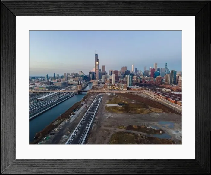 Framed Print : Aerial Views of Chicago Skyline @ Night Framed Print : Aerial Views of Chicago Skyline @ Night