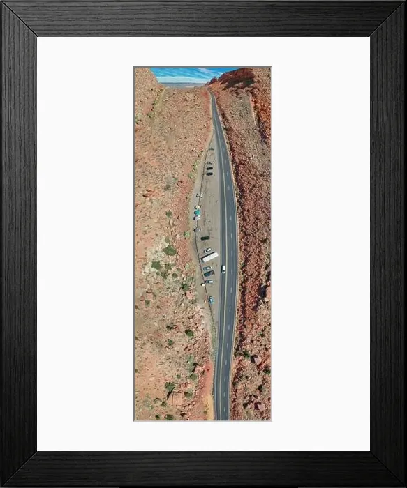 Framed Print : Amazing road across the canyon, aerial view from drone Framed Print : Amazing road across the canyon, aerial view from drone