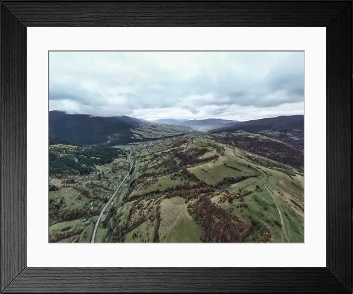 Framed Print : Landscape of beautiful evening autumn mountains after sunset Framed Print : Landscape of beautiful evening autumn mountains after sunset