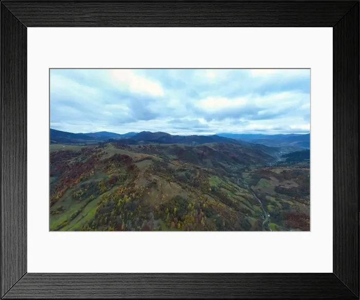Framed Print : Landscape of beautiful evening autumn mountains after sunset Framed Print : Landscape of beautiful evening autumn mountains after sunset