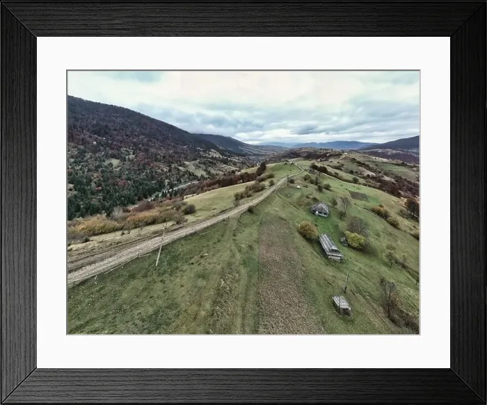 Framed Print : Landscape of beautiful evening autumn mountains after sunset Framed Print : Landscape of beautiful evening autumn mountains after sunset