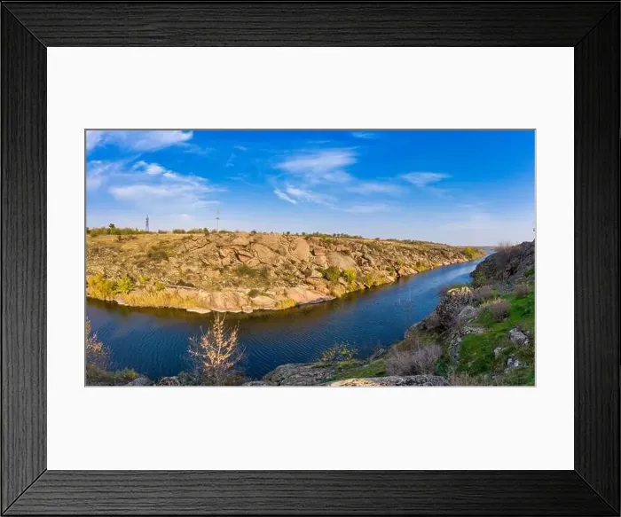 Framed Print : A stream flowing among huge stones covered with small dry plants in the warm evening light in picturesque Ukraine Framed Print : A stream flowing among huge stones covered with small dry plants in the warm evening light in picturesque Ukraine