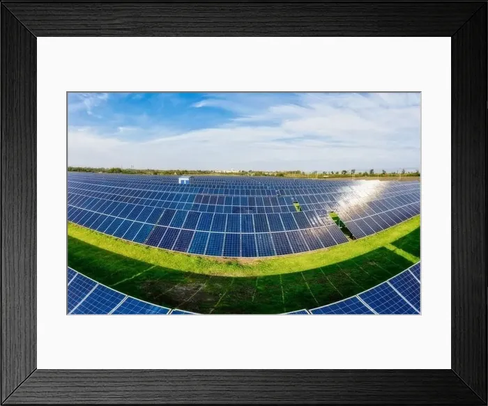 Framed Print : Huge solar power plant to use solar energy in a picturesque green field in Ukraine. Aerial panoramic drone shot Framed Print : Huge solar power plant to use solar energy in a picturesque green field in Ukraine. Aerial panoramic drone shot