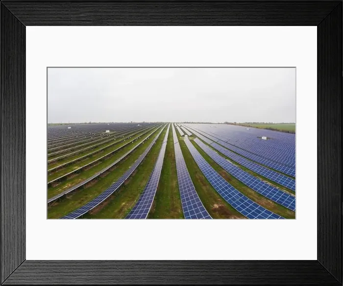 Framed Print : Power plant using renewable solar energy. Aerial drone shot Framed Print : Power plant using renewable solar energy. Aerial drone shot