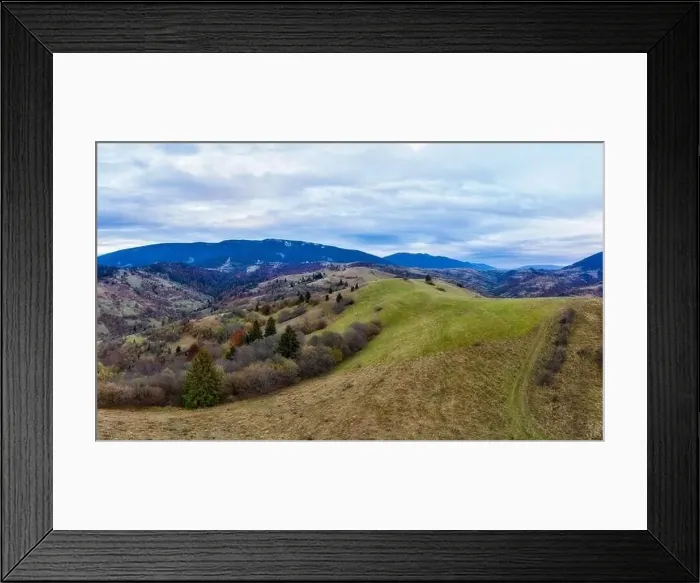 Framed Print : Small village in a mountain valley of the Carpathian Mountains on an autumn day in Ukraine in the village of Dzembronya Framed Print : Small village in a mountain valley of the Carpathian Mountains on an autumn day in Ukraine in the village of Dzembronya