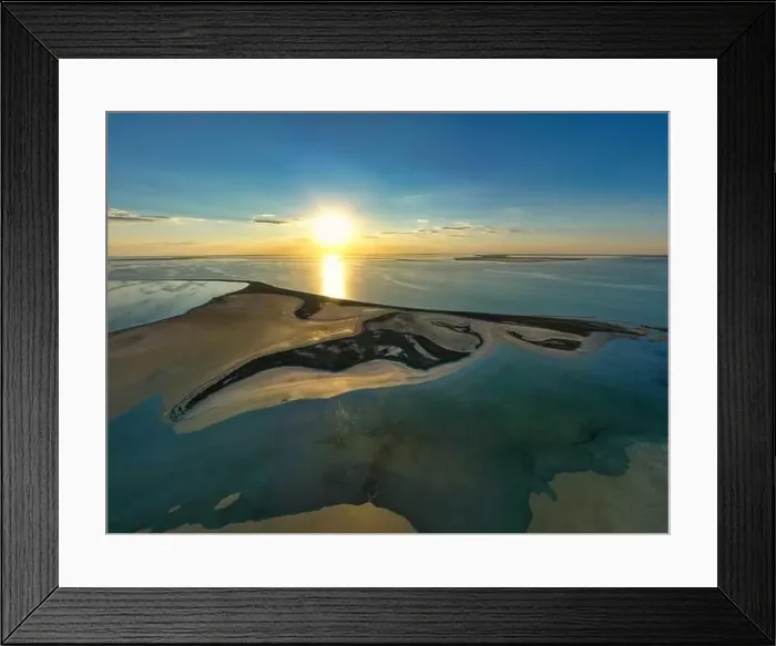 Framed Print : Unusual islands on a brilliant lake, top view, drone camera