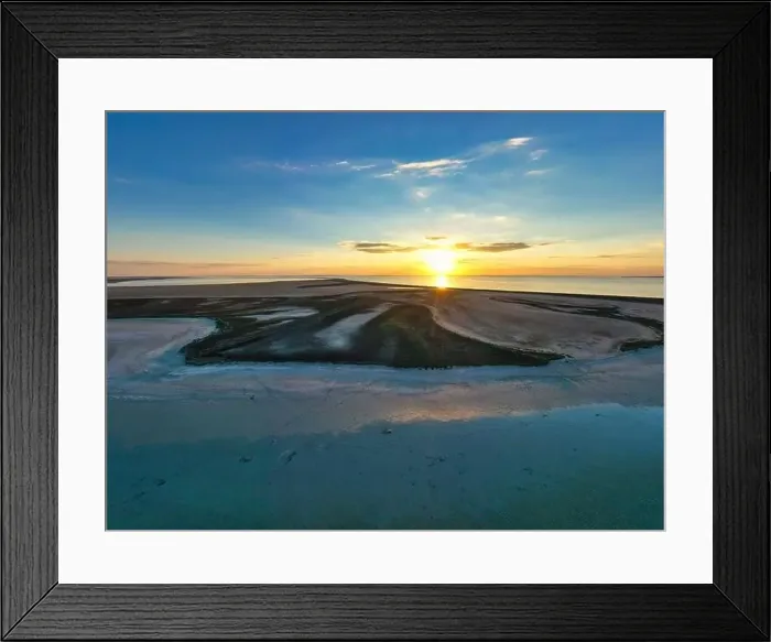 Framed Print : Unusual islands on a brilliant lake, top view, drone camera