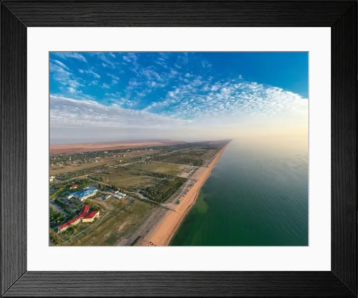 Framed Print : Tidy and small houses in sandy streets. Beautiful and peaceful village Strilkove in the morning light Framed Print : Tidy and small houses in sandy streets. Beautiful and peaceful village Strilkove in the morning light