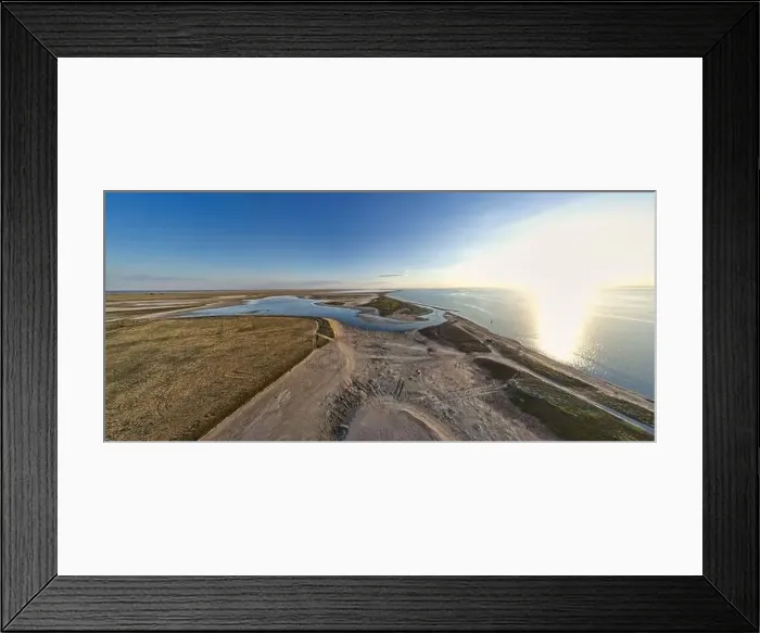 Framed Print : Sandy swamp near a beautiful lake, top view, drone camera Framed Print : Sandy swamp near a beautiful lake, top view, drone camera