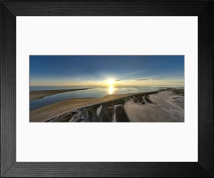 Framed Print : The edge of the sea in the evening sun. Camping beach. Drone shot 4K Framed Print : The edge of the sea in the evening sun. Camping beach. Drone shot 4K