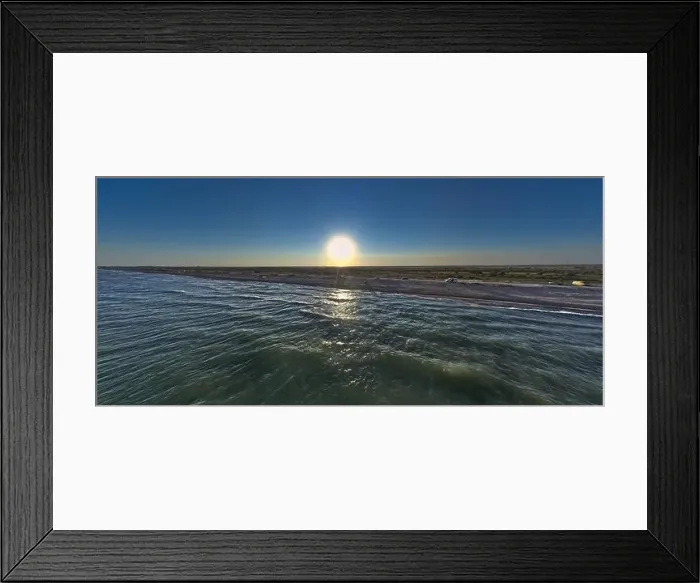 Framed Print : The edge of the sea in the evening sun. Camping beach. Drone shot 4K Framed Print : The edge of the sea in the evening sun. Camping beach. Drone shot 4K
