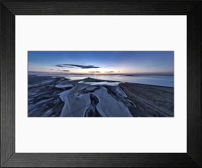 Framed Print : Unusual islands on a brilliant lake, top view, drone camera