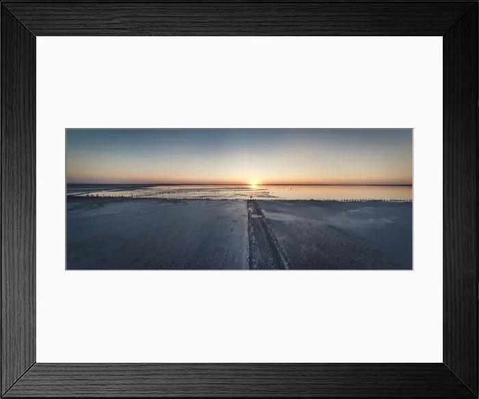 Framed Print : Top view of a shiny salty pink lake and a path along it Framed Print : Top view of a shiny salty pink lake and a path along it