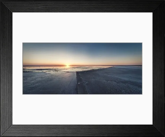 Framed Print : Top view of a shiny salty pink lake and a path along it Framed Print : Top view of a shiny salty pink lake and a path along it