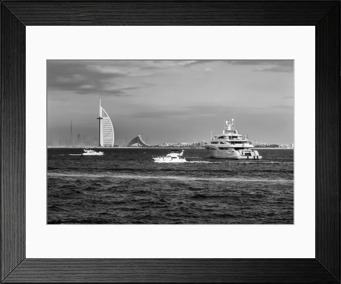 Framed Print : Dubai city - amazing city center skyline and famous Jumeirah beach at sunset, United Arab Emirates Framed Print : Dubai city - amazing city center skyline and famous Jumeirah beach at sunset, United Arab Emirates