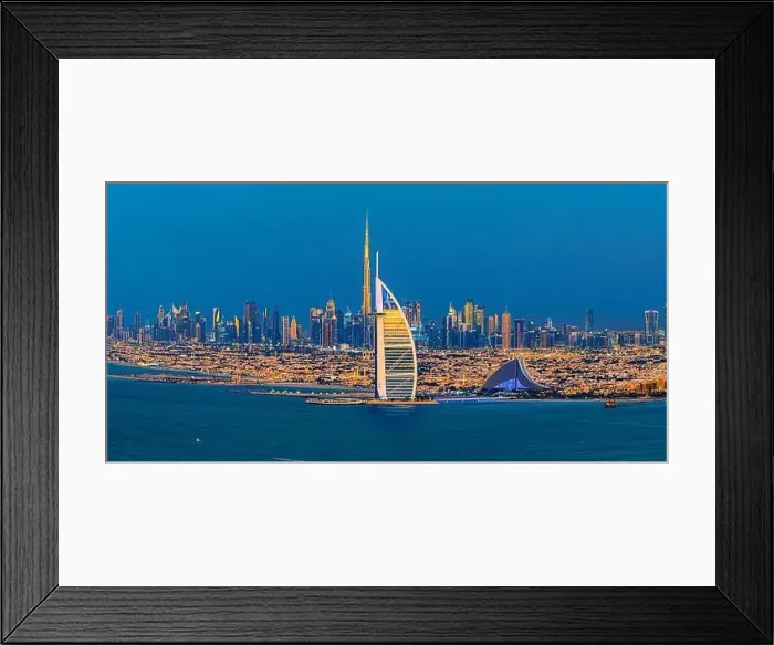 Framed Print : Dubai city center view at sunrise, United Arab Emirate Framed Print : Dubai city center view at sunrise, United Arab Emirate
