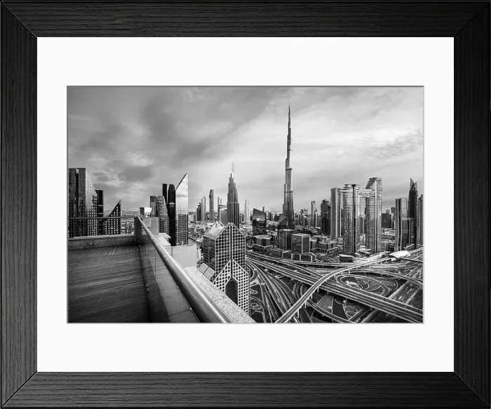 Framed Print : Dubai city center view at sunrise, United Arab Emirate Framed Print : Dubai city center view at sunrise, United Arab Emirate