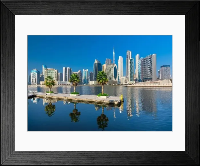 Framed Print : Dubai city center view at sunrise, United Arab Emirate Framed Print : Dubai city center view at sunrise, United Arab Emirate