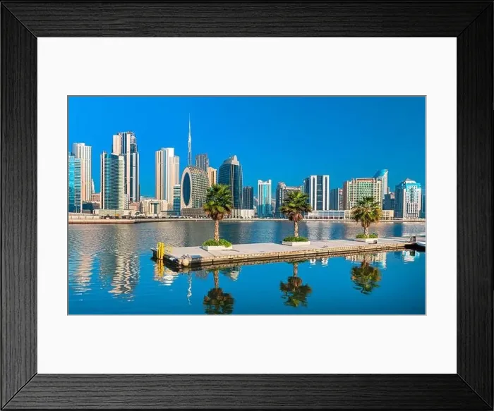 Framed Print : Dubai city center view at sunrise, United Arab Emirate Framed Print : Dubai city center view at sunrise, United Arab Emirate