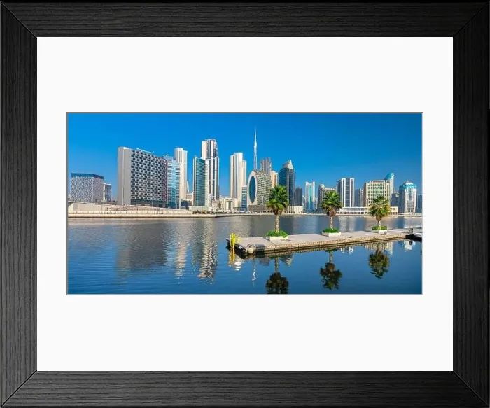 Framed Print : Dubai city center view at sunrise, United Arab Emirate Framed Print : Dubai city center view at sunrise, United Arab Emirate