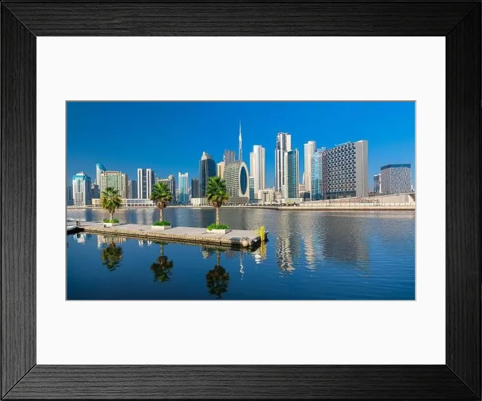 Framed Print : Dubai city center view at sunrise, United Arab Emirate Framed Print : Dubai city center view at sunrise, United Arab Emirate