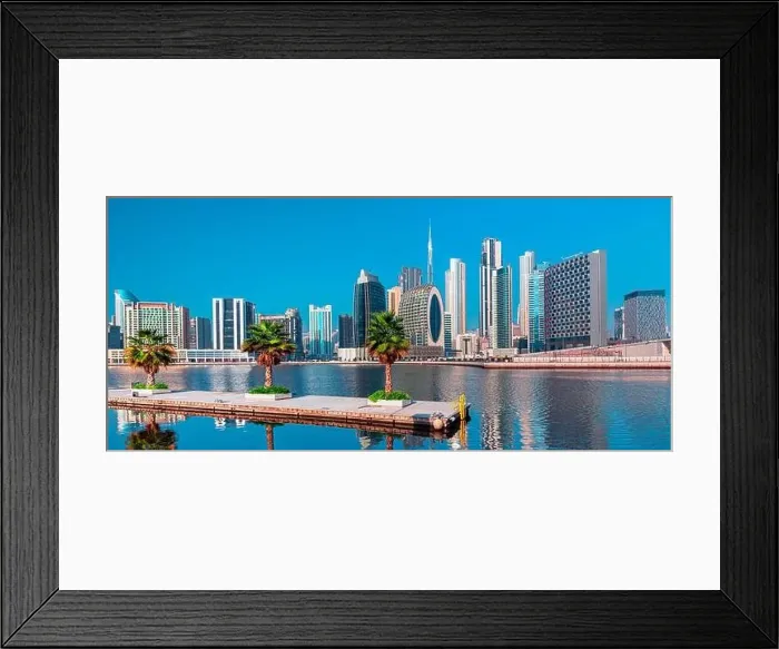 Framed Print : Dubai city center view at sunrise, United Arab Emirate Framed Print : Dubai city center view at sunrise, United Arab Emirate