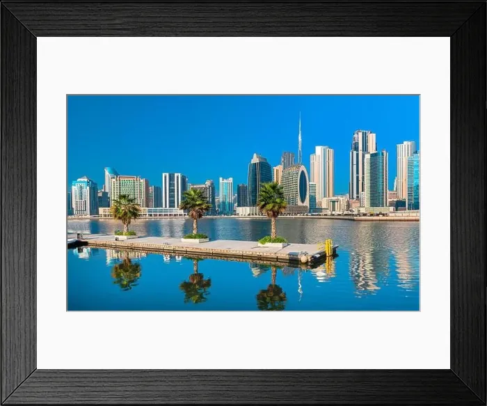 Framed Print : Dubai city center view at sunrise, United Arab Emirate Framed Print : Dubai city center view at sunrise, United Arab Emirate