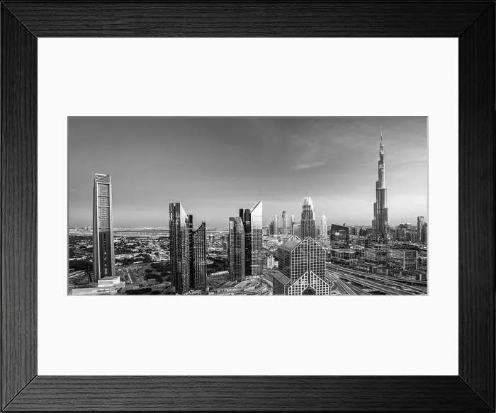 Framed Print : Dubai city center view at sunrise, United Arab Emirate Framed Print : Dubai city center view at sunrise, United Arab Emirate