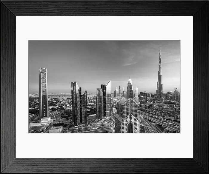 Framed Print : Dubai city center view at sunrise, United Arab Emirate Framed Print : Dubai city center view at sunrise, United Arab Emirate