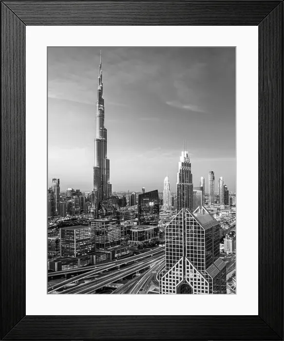 Framed Print : Dubai city center view at sunrise, United Arab Emirate Framed Print : Dubai city center view at sunrise, United Arab Emirate
