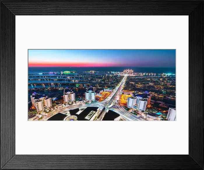 Framed Print : Dubai city center view at sunrise, United Arab Emirate Framed Print : Dubai city center view at sunrise, United Arab Emirate