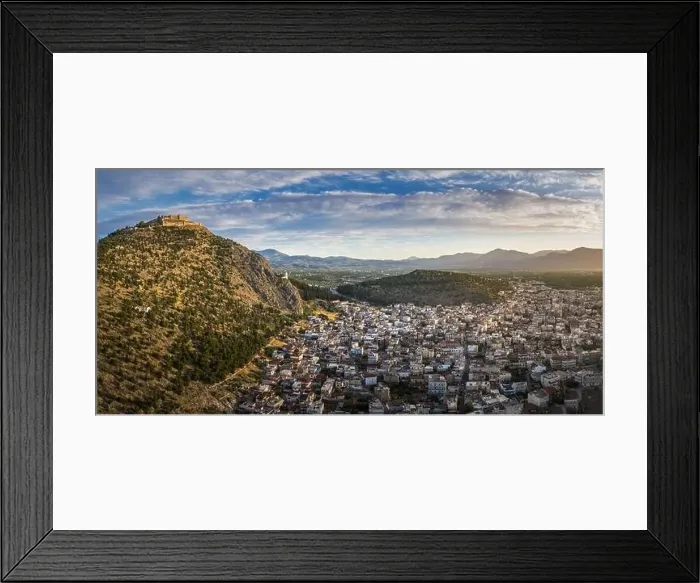 Framed Print : The castle on Larissa Hill, located near the town of Argos, Greece on sunrise light aerial view Framed Print : The castle on Larissa Hill, located near the town of Argos, Greece on sunrise light aerial view