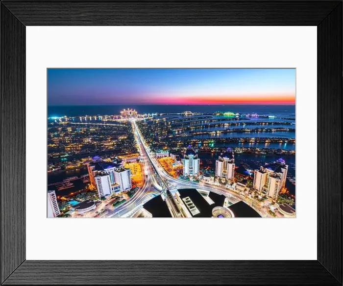 Framed Print : Dubai city center view at sunrise, United Arab Emirate Framed Print : Dubai city center view at sunrise, United Arab Emirate