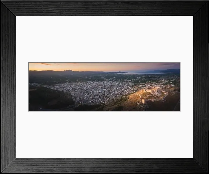 Framed Print : The castle on Larissa Hill, located near the town of Argos, Greece on sunrise light aerial view Framed Print : The castle on Larissa Hill, located near the town of Argos, Greece on sunrise light aerial view